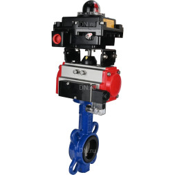 Затвор дисковый поворотный WBV1432E-2W-Fb-H Ду125 Ру16, корпус - чугун GGG50, диск - нержавеющая сталь 316L, уплотнение - EPDM, с пневмоприводом PA-DA-083 двойного действия, пневмораспределителем 4M310-08 DC24V, БКВ APL-410N EX