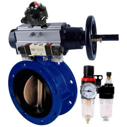 Затвор дисковый поворотный WBV1331E-2W-F-H Ду50 Ру16, корпус - чугун GGG40, диск - нержавеющая сталь 304, уплотнение - EPDM, с пневмоприводом PA-DA-105-1, пневмораспределителем 4M320-08 AC220V, БКВ APL-410N EX и БПВ AFC2000