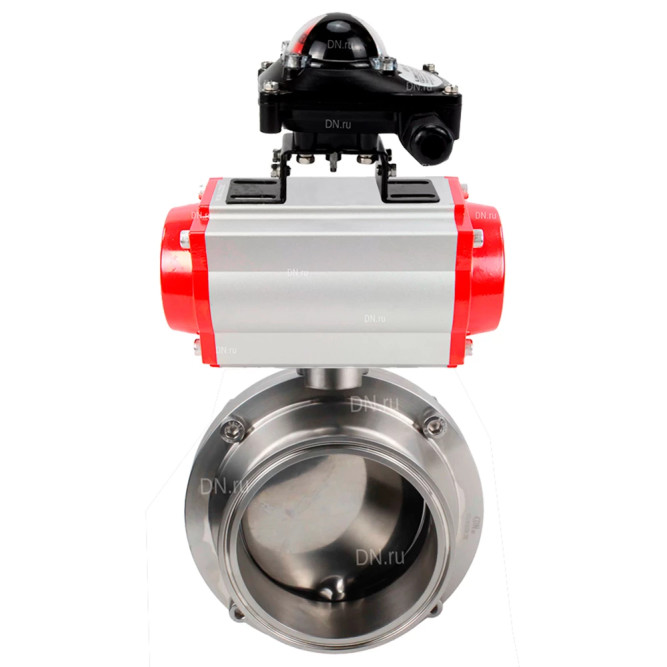 Затвор дисковый поворотный кламповый WBV3131E-2W-C-H Ду65 Ру10 корпус - пищевая нержавеющая сталь 304, уплотнение – EPDM, с пневмоприводом PA-DA-052 и БКВ APL-210N