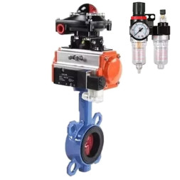 Затвор дисковый поворотный WBV1413E-2W-Fb-H Ду125 Ру16, корпус - чугун GGG50, диск - чугун GGG40, уплотнение - EPDM, с пневмоприводом PA-DA-105, пневмораспределителем 4M310-08 AC220V, БКВ APL-410N EX и БПВ AFC2000