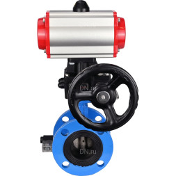 Затвор дисковый поворотный WBV1313E-2W-F-H Ду125 Ру16 фланцевый, корпус - чугун GGG40, диск - чугун GGG40, EPDM, с пневмоприводом PA-DA-130, пневмораспределителем 4V320-10 AC220V и ручным дублером MON1-250-T26-ISO