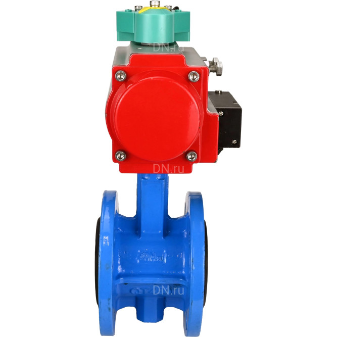Затвор дисковый поворотный WBV1313E-2W-F-H Ду80 Ру16 фланцевый, корпус - чугун GGG40, диск - чугун GGG40, уплотнение - EPDM, с пневмоприводом PA-DA-105, пневмораспределителем 4M310-08 AC220V и магнитным переключателем ALS200D