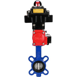 Затвор дисковый поворотный WBV1432N-2W-Fb-H Ду200 Ру16, корпус - чугун GGG50, диск - нержавеющая сталь 316L, уплотнение - NBR, с пневмоприводом PA-SA-160 с возвратными пружинами, пневмораспределителем 4M310-08 AC220V, БКВ APL-410N EX