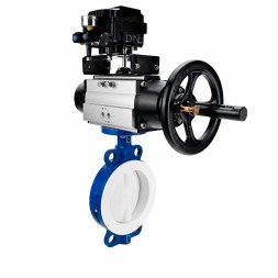 Затвор дисковый поворотный WBV3434Pf-2W-Fb-R Ду200 Ру16, корпус - углеродистая сталь WCB, диск - углеродистая сталь WCB, футерованный PTFE, уплотнение - PTFE, с пневмоприводом PA-DA-105-1 и позиционером YT-1000RSN с обратной связью