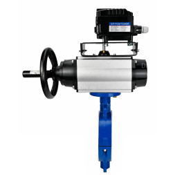 Затвор дисковый поворотный WBV3434Pf-2W-Fb-R Ду200 Ру16, корпус - углеродистая сталь WCB, диск - углеродистая сталь WCB, футерованный PTFE, уплотнение - PTFE, с пневмоприводом PA-DA-105-1 и позиционером YT-1000RSN с обратной связью