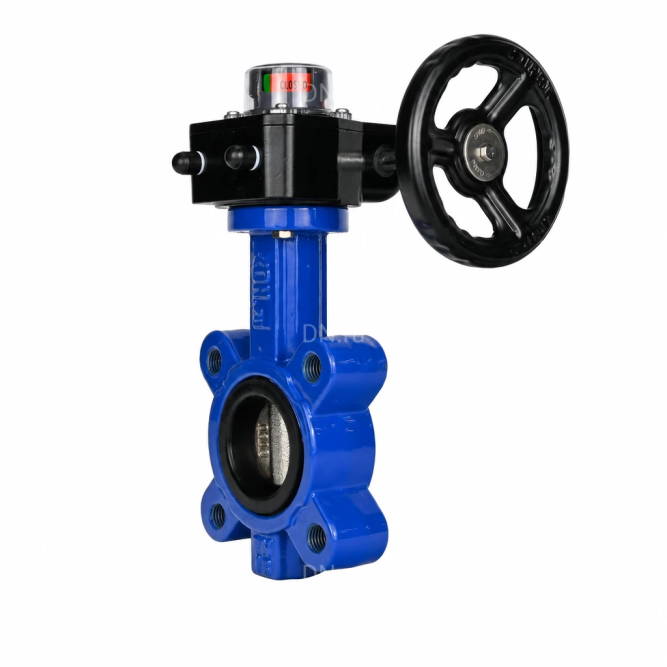 Затвор дисковый поворотный WBV1616N-2W-Fb-H Ду50 Ру16 LUG межфланцевый, корпус - чугун QT450, диск - чугун QT450, уплотнение - NBR, с редуктором HGB RQN1-180Z