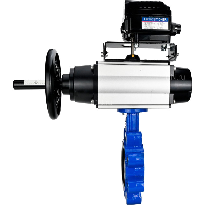 Затвор дисковый поворотный WBV1616E-2W-Fb-H Ду150 Ру16 LUG корпус - чугун QT450, диск - чугун QT450, уплотнение - EPDM, с пневмоприводом PA-DA-105-1 и позиционером YT-1000RSN без обратной связи