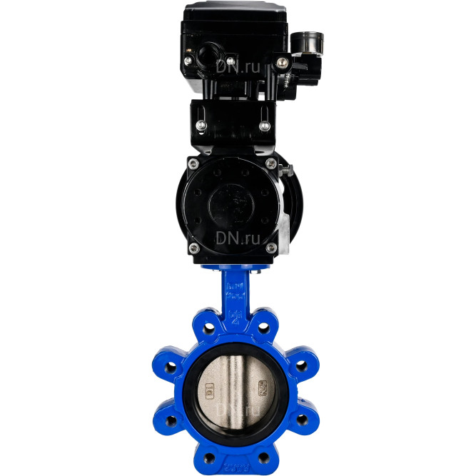 Затвор дисковый поворотный WBV1616E-2W-Fb-H Ду150 Ру16 LUG корпус - чугун QT450, диск - чугун QT450, уплотнение - EPDM, с пневмоприводом PA-DA-105-1 и позиционером YT-1000RSN без обратной связи