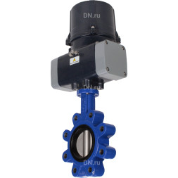 Затвор дисковый поворотный WBV1631N-2W-Fb-H Ду80 Ру16 LUG межфланцевый, корпус - чугун QT450, диск - нержавеющая сталь AISI 304, уплотнение - NBR, с электроприводом четвертьоборотным QTSA-N-005EM-O0-220VAC с пружинным возвратом