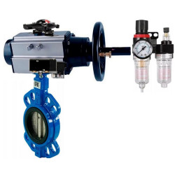 Затвор дисковый поворотный WBV1132N-2W-Fb-H Ду125 Ру16, корпус - чугун GG25, диск - нержавеющая сталь 316L, уплотнение - NBR, с пневмоприводом PA-DA-105-1, пневмораспределителем 4M320-10 AC220V, БКВ APL-510N EX и БПВ AFC2000