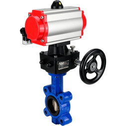 Затвор дисковый поворотный WBV1616E-2W-Fb-H Ду50 Ру16 LUG корпус - чугун QT450, диск - чугун QT450, уплотнение - EPDM, с пневмоприводом PA-DA-065, пневмораспределителем 4M310-08 DC24V и дублером MON1-250-T26-ISO
