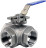 Кран шаровой BV3232P(4pc)-SP-3WL-T-ISO-H Ду50 Ру63, 3-ходовой L-тип стандартнопроходной, внутренняя резьба, уплотнение - PTFE, материал корпуса - нержавеющая сталь SS316 с ISO фланцем и рукояткой