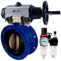 Затвор дисковый поворотный WBV1331E-2W-F-H Ду50 Ру16, фланцевый, корпус - чугун GGG40, диск - нержавеющая сталь 304, уплотнение - EPDM, с пневмоприводом PA-DA-105-1, с пневмораспределителем 4V320-10 AC220V, БПВ AFC2000