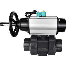Кран шаровой BV4242E-FP-GRM-ISO Дн80 Ру10 полнопроходной, корпус - НПВХ, шар - НПВХ, уплотнение - EPDM, с пневмоприводом PA-DA-105-1 и магнитным переключателем ALS200D