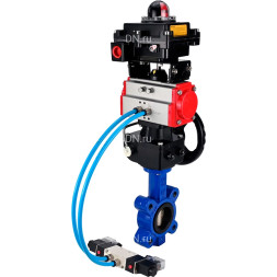 Затвор дисковый поворотный WBV1616E-2W-Fb-H Ду80 Ру16 LUG, корпус - чугун QT450, диск - чугун QT450, уплотнение - EPDM, с пневмоприводом PA-DA-083, пневмораспределителем 4M320-08 AC220V, ручным дублером MON2-450-T28-ISO и БКВ APL-410N EX