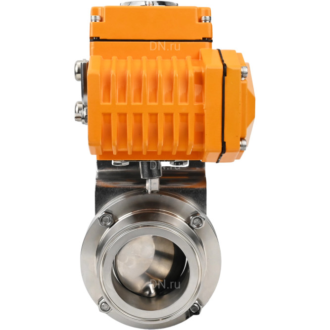 Затвор дисковый поворотный WBV3131S-2W-T-H Ду20 Ру10 резьбовой, корпус - пищевая нержавеющая сталь 304, уплотнение - Silicon, с электроприводом QT-N-005EM-A1-220VAC-У1 c датчиком обратной связи и входным управляющим сигналом 4-20мА HARK