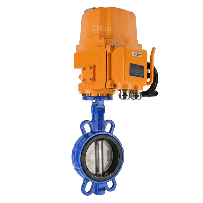 Затвор дисковый поворотный WBV1432N-2W-Fb-H Ду150 Ру16, корпус - чугун GGG50, диск - нержавеющая сталь 316L, уплотнение - NBR, с электроприводом QT-EX-015EM-O2-220VAC-У1