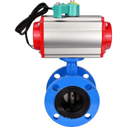 Затвор дисковый поворотный WBV1313E-2W-F-H Ду80 Ру16 фланцевый, корпус - чугун GGG40, диск - чугун GGG40, уплотнение - EPDM, с пневмоприводом PA-DA-105, пневмораспределителем 4M310-08 DC24V и магнитным переключателем ALS200D