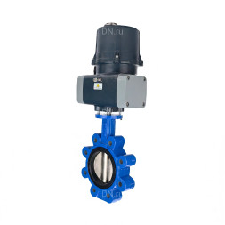 Затвор дисковый поворотный WBV1616N-2W-Fb-H Ду100 Ру16 LUG межфланцевый, корпус - чугун QT450, диск - чугун QT450, уплотнение - NBR, с электроприводом четвертьоборотным QTSA-N-014EM-O0-220VAC с пружинным возвратом