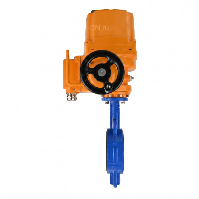 Затвор дисковый поворотный WBV1432N-2W-Fb-H Ду100 Ру16, корпус - чугун GGG50, диск - нержавеющая сталь 316L, уплотнение - NBR, с электроприводом QT-EX-010EM-O2-380VAC-У1