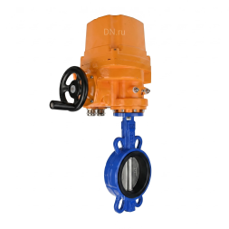 Затвор дисковый поворотный WBV1432N-2W-Fb-H Ду100 Ру16, корпус - чугун GGG50, диск - нержавеющая сталь 316L, уплотнение - NBR, с электроприводом QT-EX-010EM-O2-380VAC-У1
