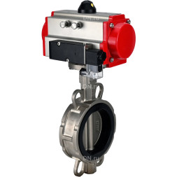 Затвор дисковый поворотный WBV3232E-2W-Fb-H Ду50 Ру16, корпус - нержавеющая сталь 316L, диск - нержавеющая сталь 316L, уплотнение - EPDM, с пневмоприводом PA-SA-083 и пневмораспределителем 4M310-08 AC220V