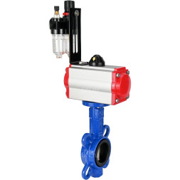 Затвор дисковый поворотный WBV1132N-2W-Fb-H Ду50 Ру16, корпус - чугун GG25, диск - нержавеющая сталь 316L, уплотнение - NBR, с пневмоприводом PA-SA-083 с возвратными пружинами, пневмораспределителем 4M310-08 AC220V, БПВ AFC2000
