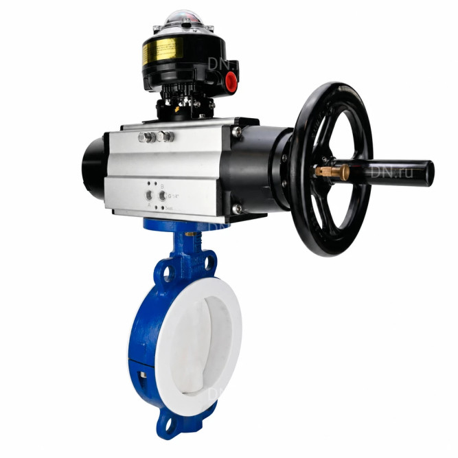 Затвор дисковый поворотный WBV3434Pf-2W-Fb-R Ду150 Ру16, корпус - углеродистая сталь WCB, диск - углеродистая сталь WCB, футерованный PTFE, уплотнение - PTFE, с пневмоприводом PA-DA-105-1 и БКВ APL-510N EX
