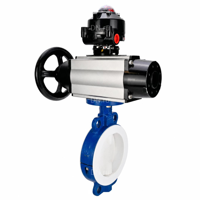 Затвор дисковый поворотный WBV3434Pf-2W-Fb-R Ду150 Ру16, корпус - углеродистая сталь WCB, диск - углеродистая сталь WCB, футерованный PTFE, уплотнение - PTFE, с пневмоприводом PA-DA-105-1 и БКВ APL-510N EX