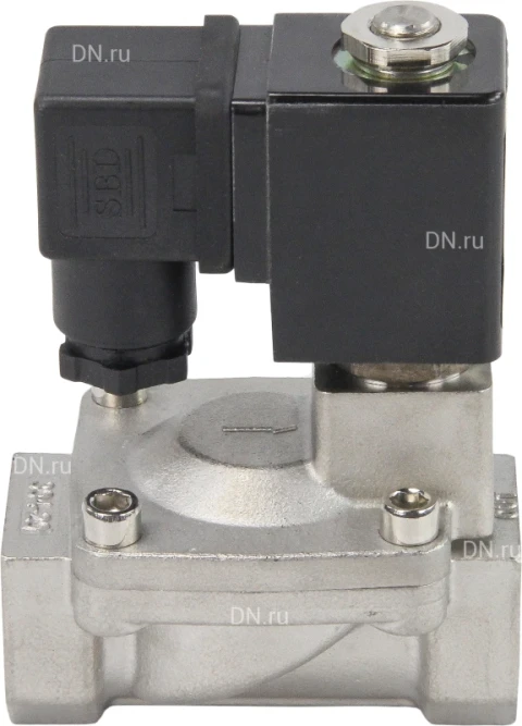 Клапан электромагнитный VS431-VT-NC-24VAC 3/4″ Ду20 Ру16 пилотного действия двухходовой, корпус - сталь нержавеющая 304, присоединение - внутренняя резьба, уплотнение - VITON, нормально-закрытый, катушка - 24В AC
