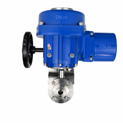 Затвор дисковый поворотный WBV3131E-2W-C-H Ду25 Ру10 кламповый, корпус - пищевая нержавеющая сталь 304, уплотнение - EPDM, с электроприводом QT-N-005M-O2-380VAC-У1 с моментной муфтой и штурвалом
