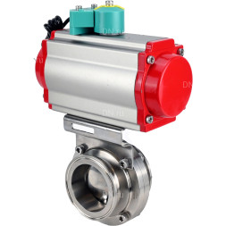 Затвор дисковый поворотный кламповый WBV3131E-2W-C-H Ду15 Ру10 корпус - пищевая нержавеющая сталь 304, уплотнение - EPDM, с пневмоприводом PA-DA-052 и магнитным переключателем ALS200D