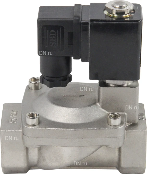 Клапан электромагнитный VS431-VT-NC-24VAC 1″ Ду25 Ру16 пилотного действия двухходовой, корпус - сталь нержавеющая 304, присоединение - внутренняя резьба, уплотнение - VITON, нормально-закрытый, катушка - 24В AC