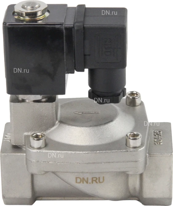 Клапан электромагнитный VS431-VT-NC-24VAC 1″ Ду25 Ру16 пилотного действия двухходовой, корпус - сталь нержавеющая 304, присоединение - внутренняя резьба, уплотнение - VITON, нормально-закрытый, катушка - 24В AC