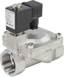 Клапан электромагнитный VS431-VT-NC-24VAC 1 1/4″ Ду32 Ру16 пилотного действия двухходовой, корпус - сталь нержавеющая 304, присоединение - внутренняя резьба, уплотнение - VITON, нормально-закрытый, катушка - 24В AC