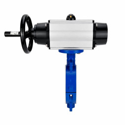 Затвор дисковый поворотный WBV3434Pf-2W-Fb-R Ду200 Ру16, корпус - углеродистая сталь WCB, диск - углеродистая сталь WCB, футерованный PTFE, уплотнение - PTFE, с пневмоприводом PA-DA-105-1 и пневмораспределителем 4M310-08 AC220V