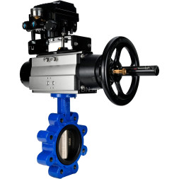 Затвор дисковый поворотный WBV1616E-2W-Fb-H Ду150 Ру16 LUG корпус - чугун QT450, диск - чугун QT450, уплотнение - EPDM, с пневмоприводом PA-DA-105-1 и позиционером YT-1000RSN с обратной связью