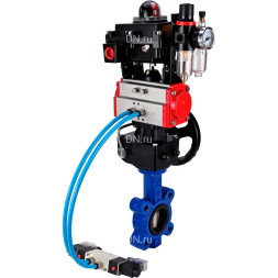 Затвор дисковый поворотный WBV1616E-2W-Fb-H Ду80 Ру16 LUG, корпус - чугун, диск - чугун, уплотнение - EPDM, с пневмоприводом PA-DA-083, пневмораспределителем 4M320-08 AC220V, ручным дублером MON2-450-T28-ISO, БКВ APL-410N EX и БПВ AFC2000