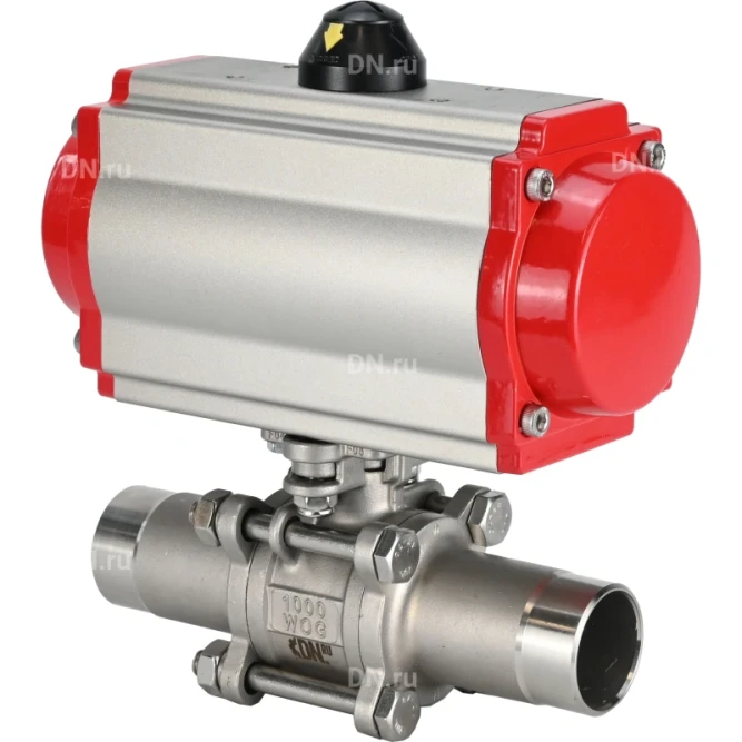 Кран шаровой BV3131P(3pc)-FP-W-ISO-H LONG Ду125 Ру16 полнопроходной, корпус - нержавеющая сталь 304, уплотнение - PTFE, под приварку, с пневмоприводом PA-DA-130 и пневмораспределителем 4M310-08 DC24V