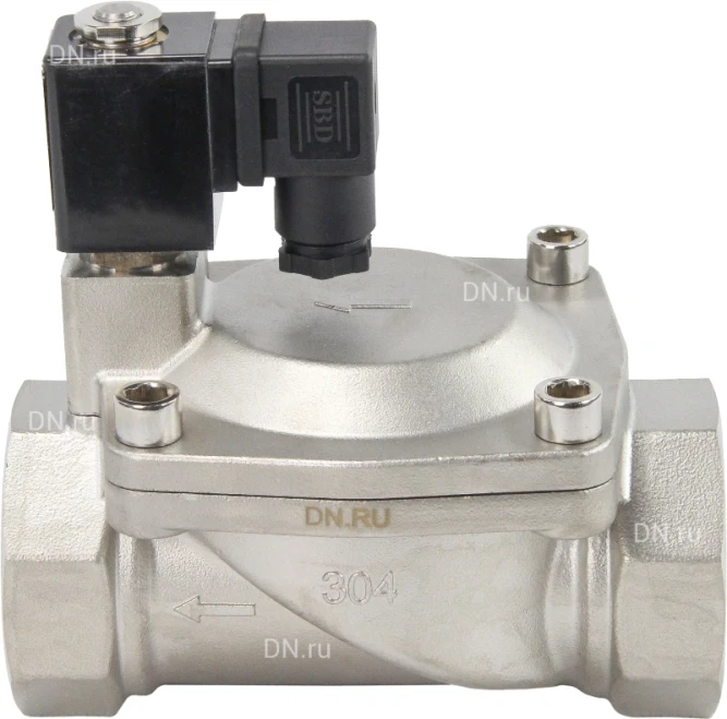 Клапан электромагнитный VS431-VT-NC-24VAC 2″ Ду50 Ру16 пилотного действия двухходовой, корпус - сталь нержавеющая 304, присоединение - внутренняя резьба, уплотнение - VITON, нормально-закрытый, катушка - 24В AC