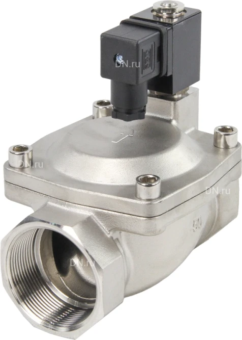 Клапан электромагнитный VS431-VT-NC-24VAC 2″ Ду50 Ру16 пилотного действия двухходовой, корпус - сталь нержавеющая 304, присоединение - внутренняя резьба, уплотнение - VITON, нормально-закрытый, катушка - 24В AC