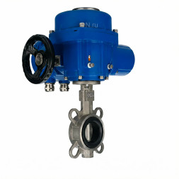 Затвор дисковый поворотный WBV3232V-2W-Fb-H Ду125 Ру16, корпус - нержавеющая сталь 316L, диск - нержавеющая сталь 316L, уплотнение - VITON, с электроприводом QT-N-010M-O2-220VAC-У1